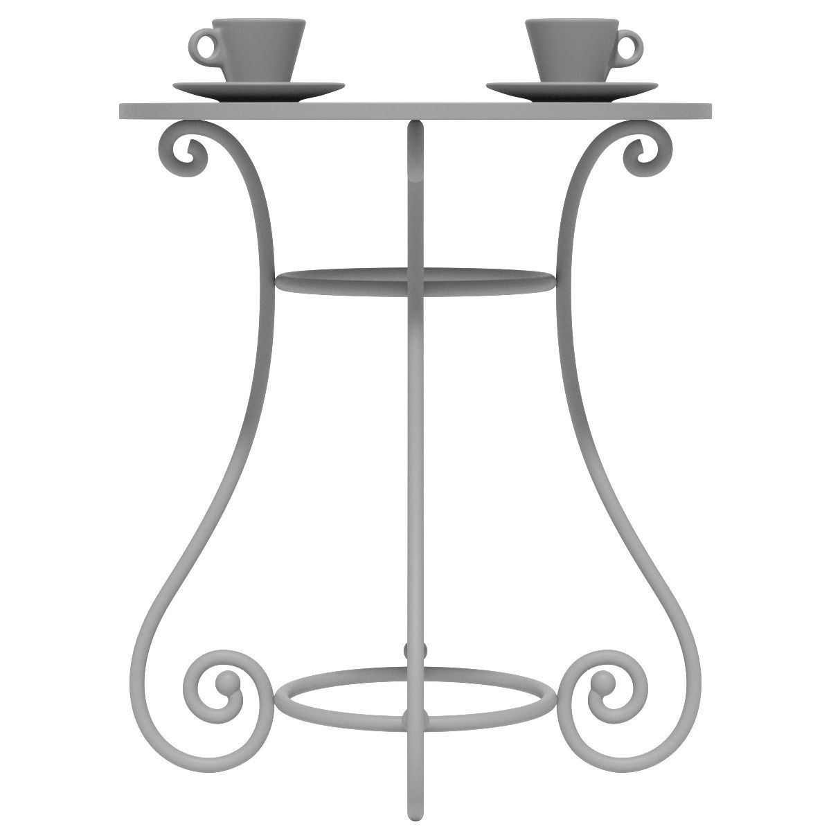 French Sidewalk Cafe Table with Chairs 3D model_16