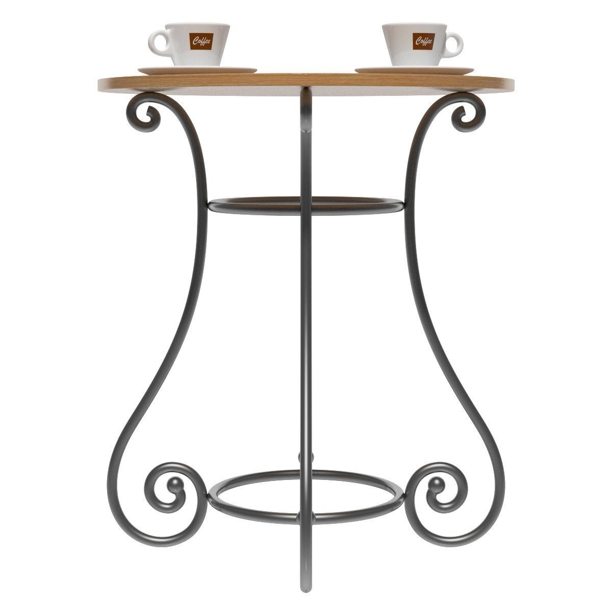 French Sidewalk Cafe Table with Chairs 3D model_6