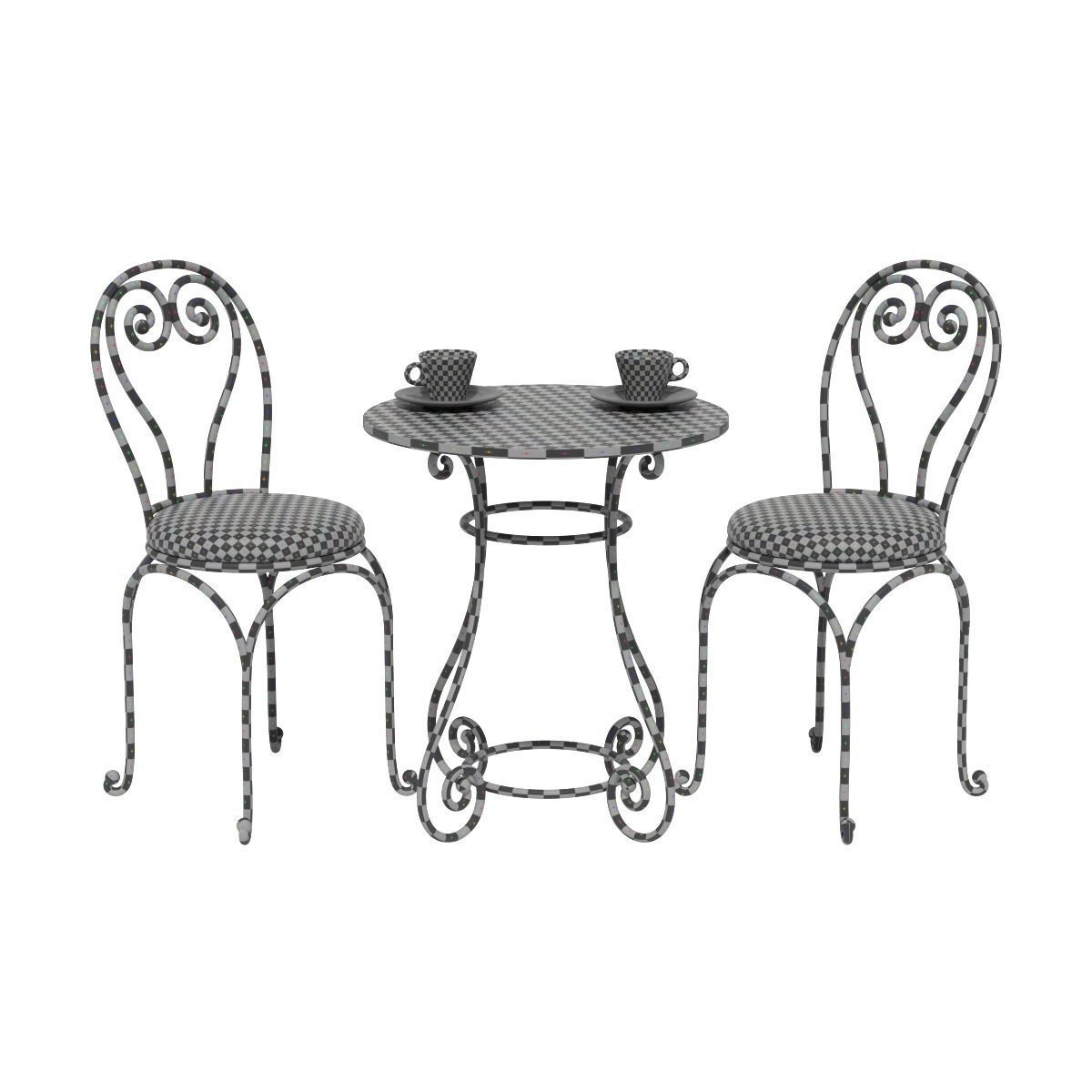 French Sidewalk Cafe Table with Chairs 3D model_13