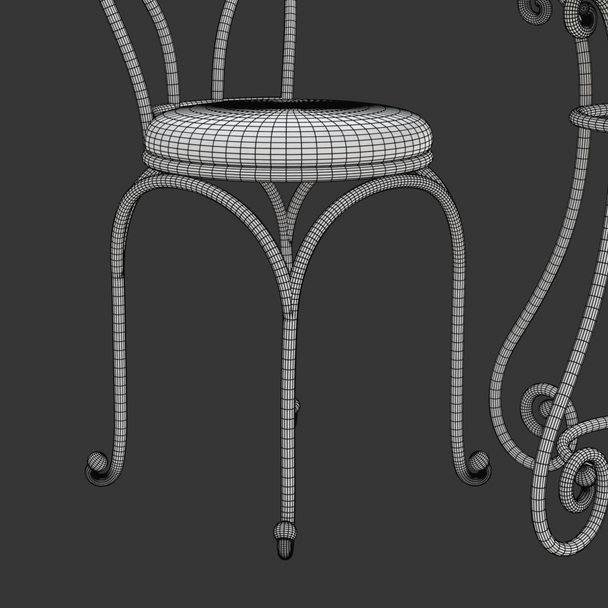 French Sidewalk Cafe Table with Chairs 3D model_24