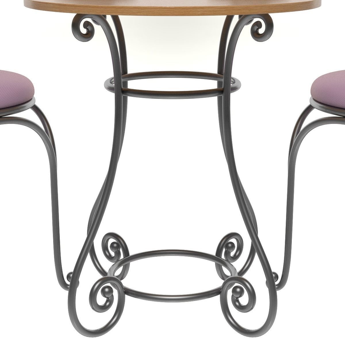 French Sidewalk Cafe Table with Chairs 3D model_7