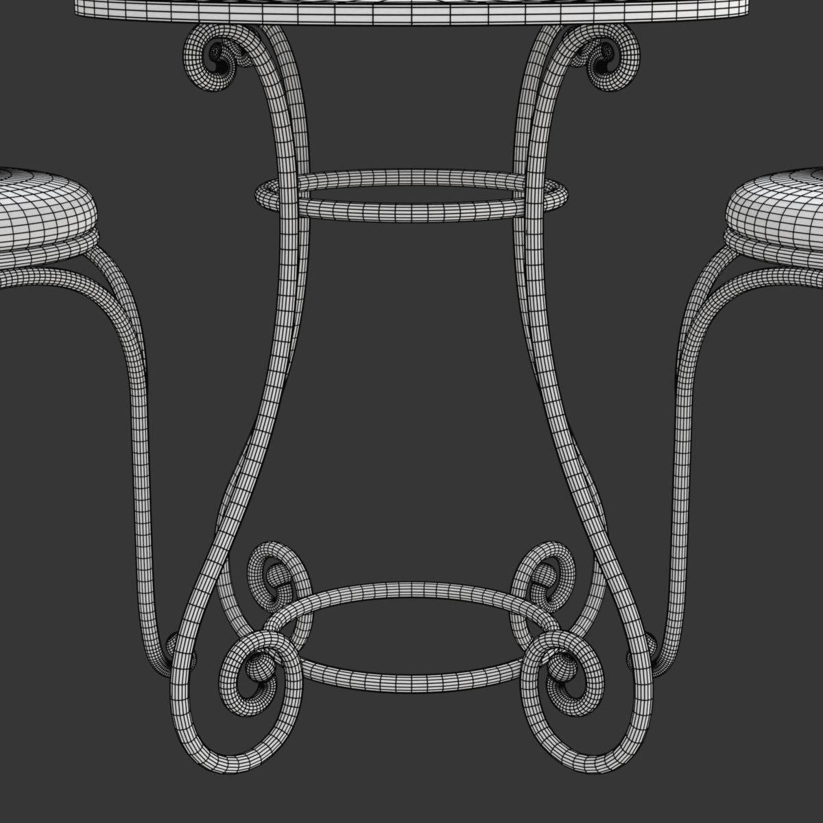 French Sidewalk Cafe Table with Chairs 3D model_25