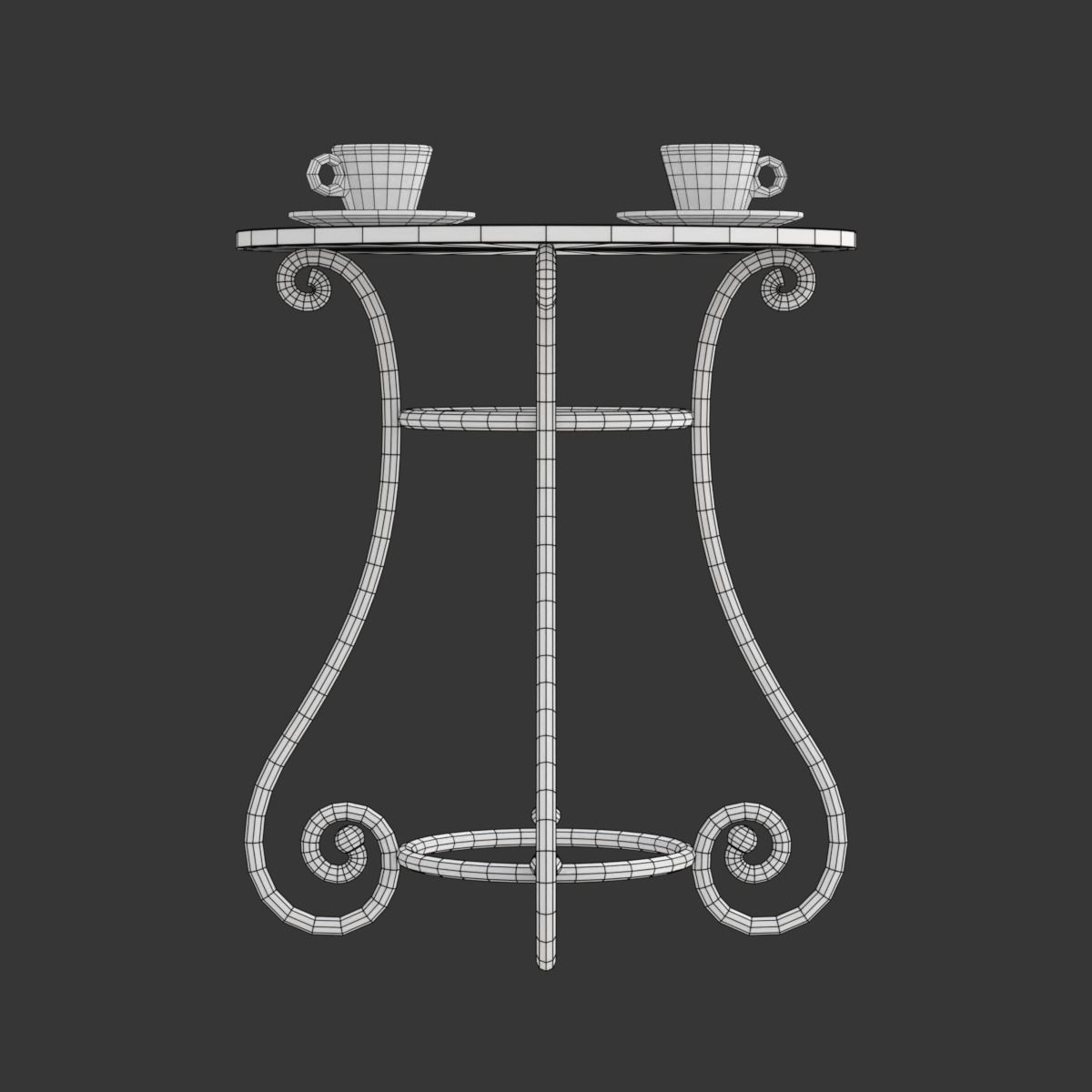 French Sidewalk Cafe Table with Chairs 3D model_23