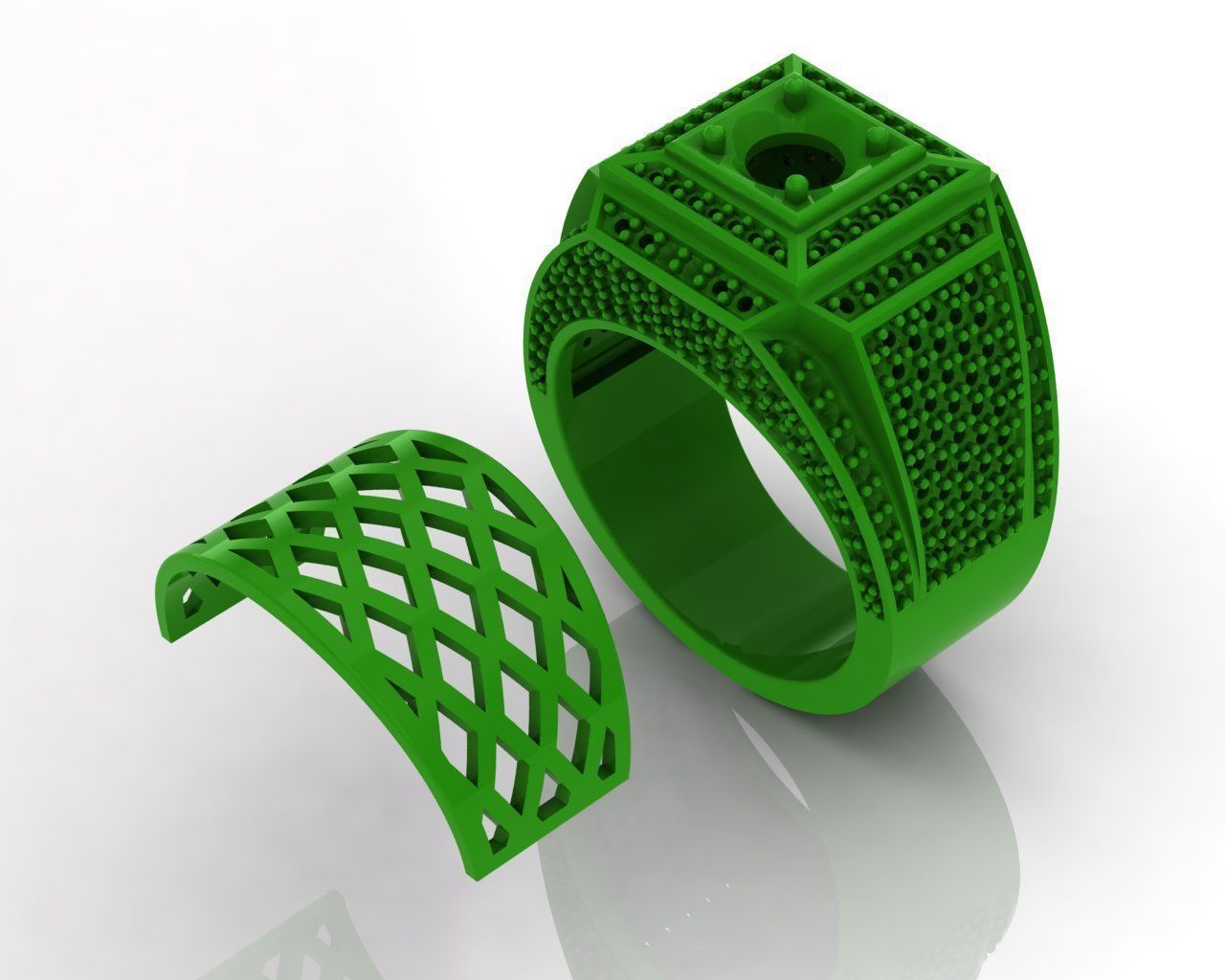 Men Ring Yellow Gold Diamond Ring 3D print model_6
