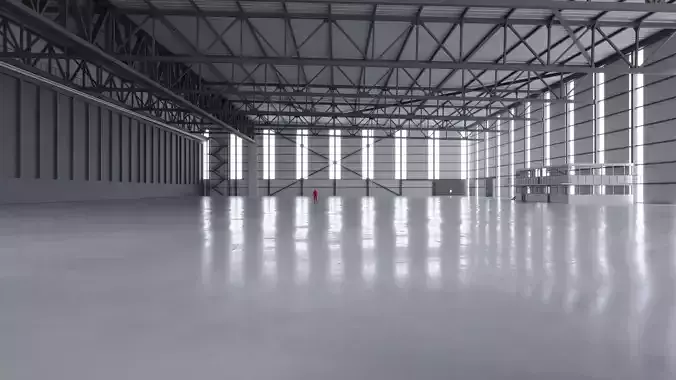 Airplane Hangar Interior 2 Low-poly 3D model
