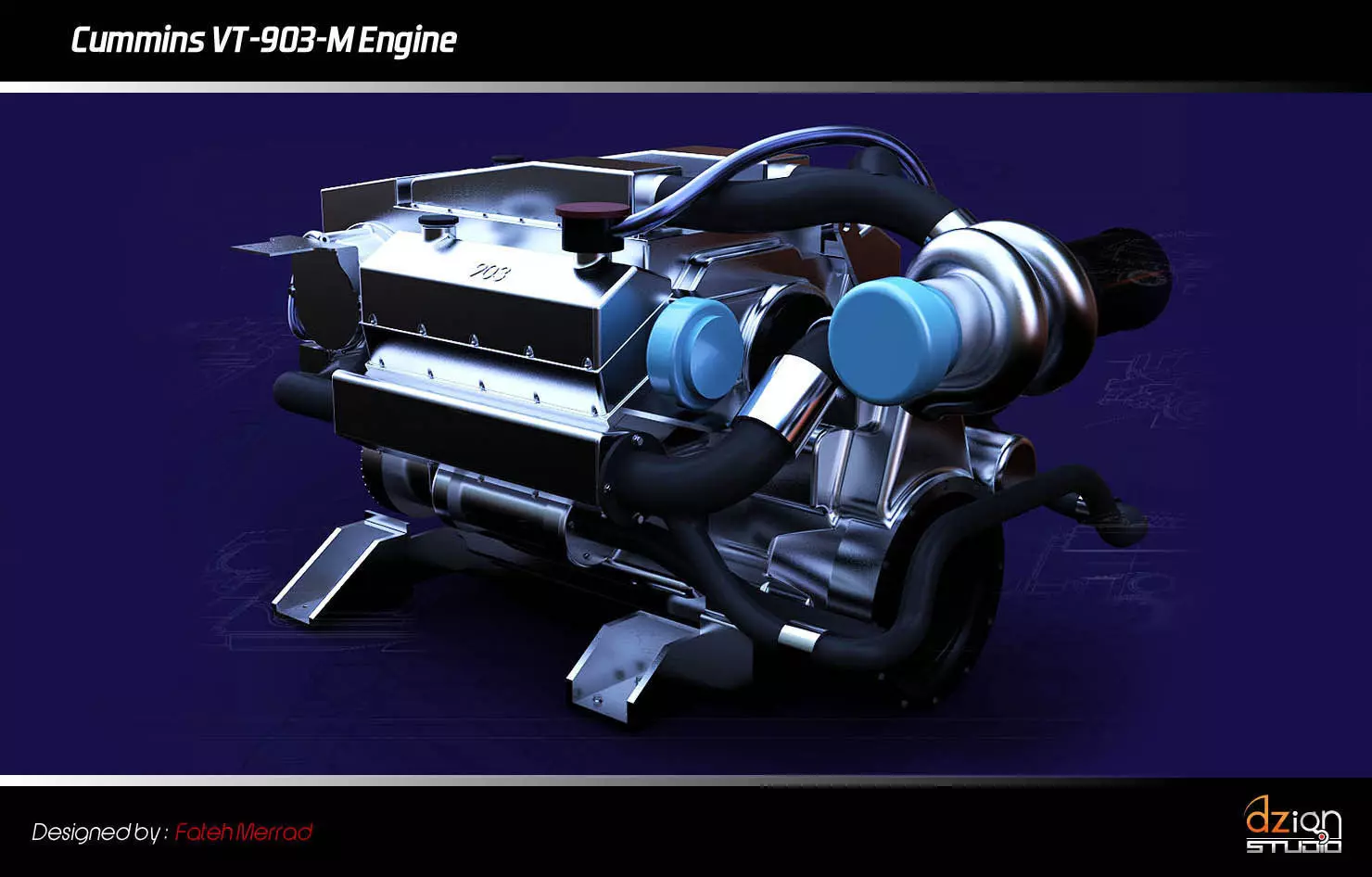 Cummins VT-903-M Engine Free 3D model_0