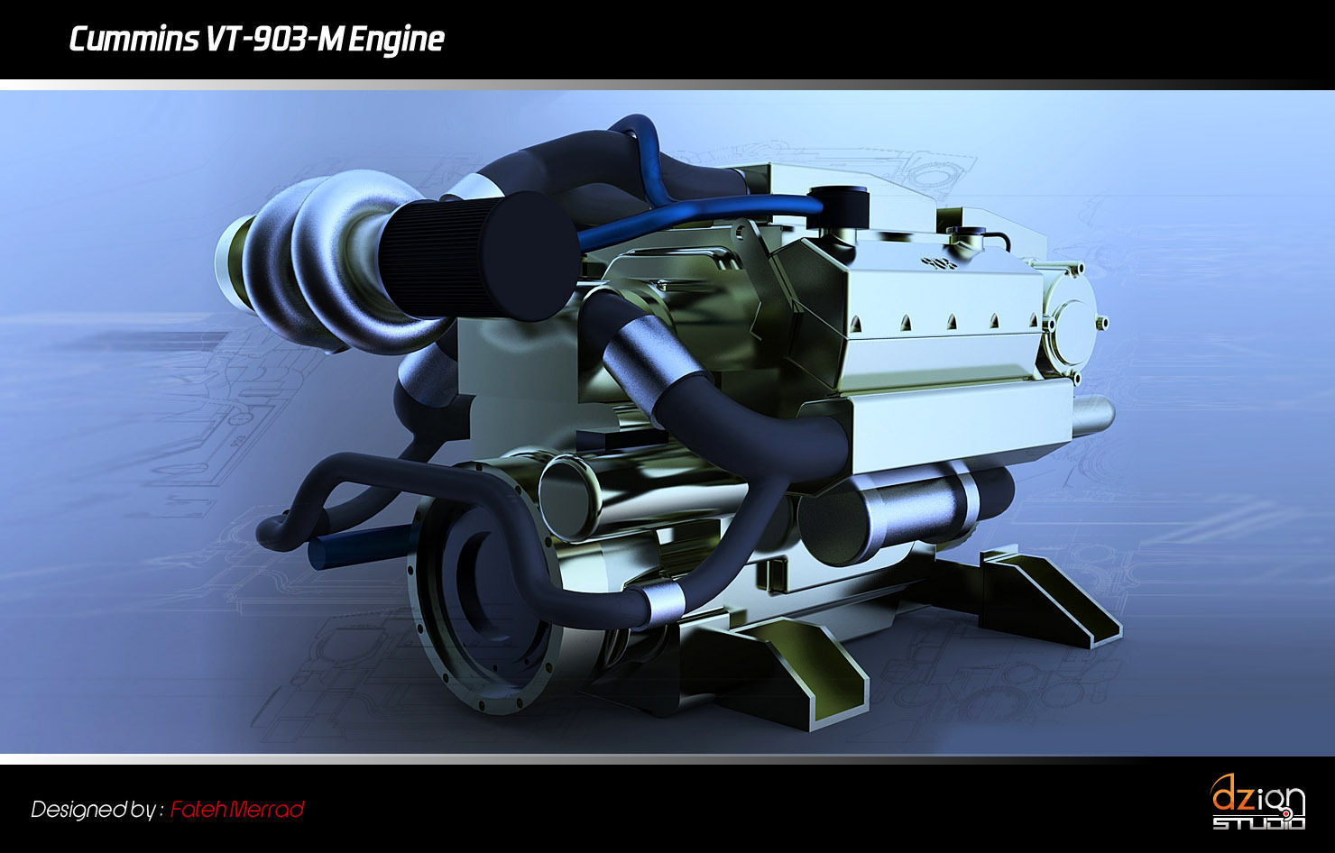 Cummins VT-903-M Engine Free 3D model_1