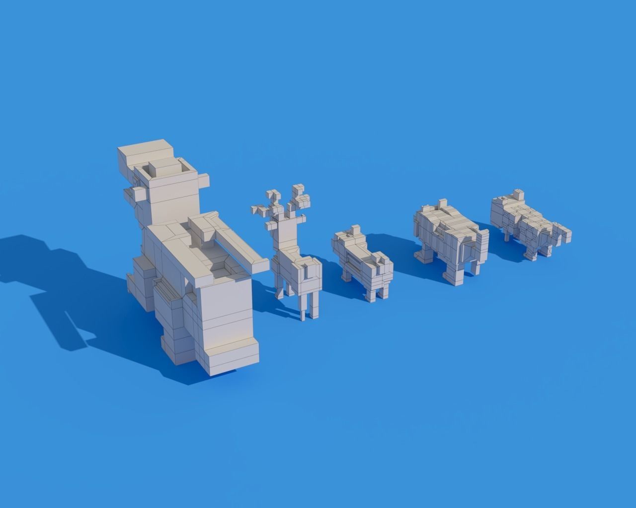 Low Poly Zombie Animals Crossy Road Low-poly 3D model_3