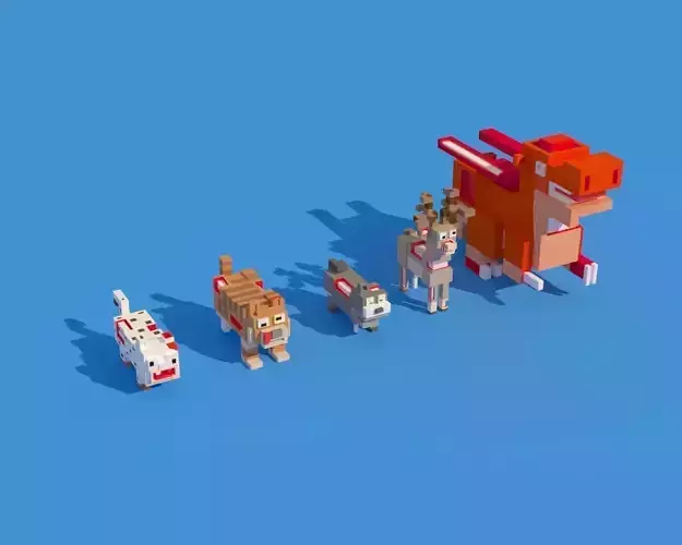 Low Poly Zombie Animals Crossy Road