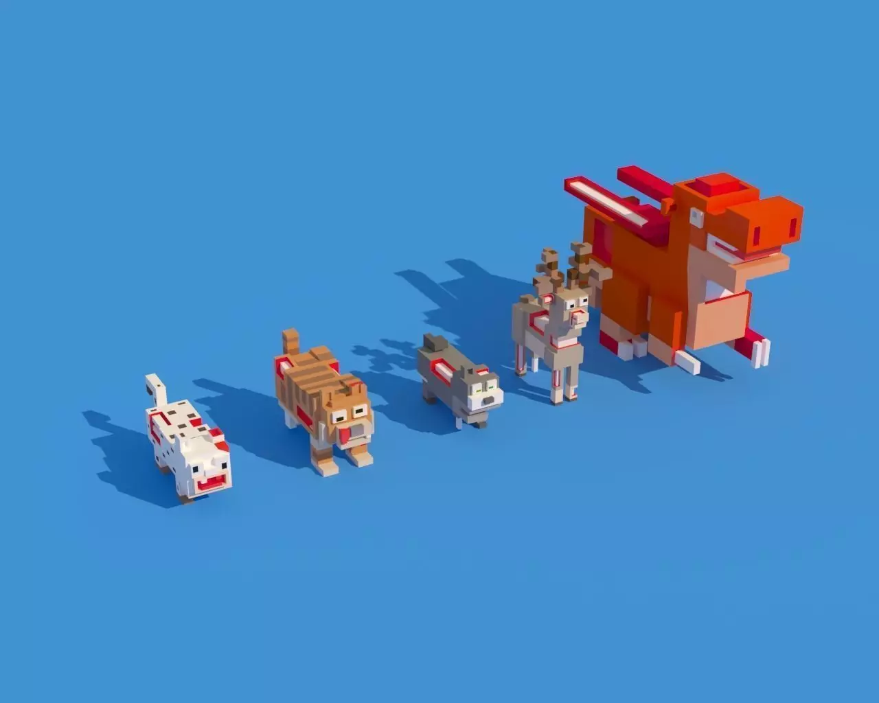 Low Poly Zombie Animals Crossy Road Low-poly 3D model_0