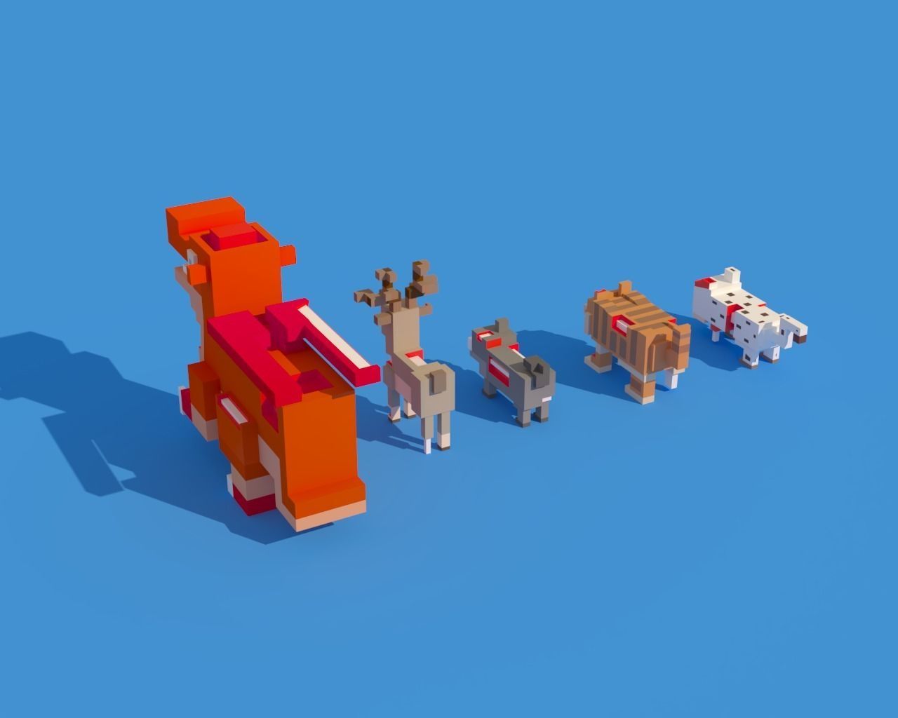 Low Poly Zombie Animals Crossy Road Low-poly 3D model_2