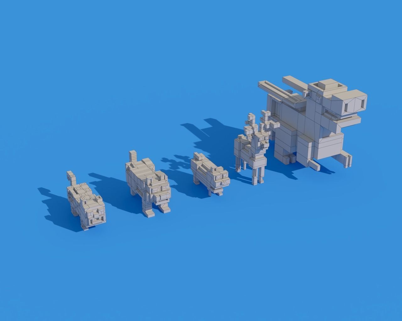 Low Poly Zombie Animals Crossy Road Low-poly 3D model_1