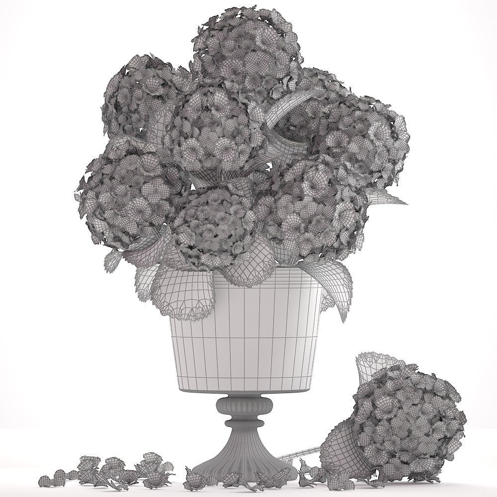 Bouquet of pink Hydrangea 3D model_4