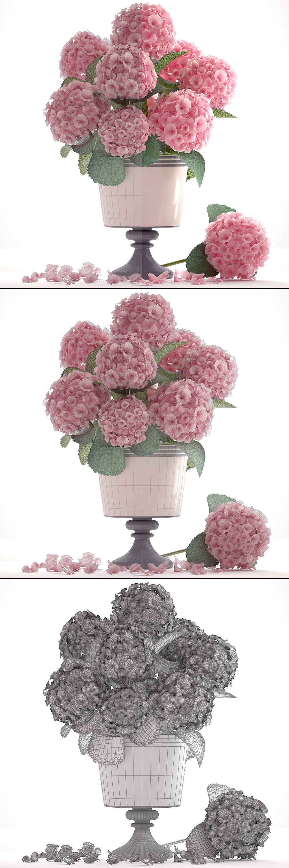 Bouquet of pink Hydrangea 3D model_3