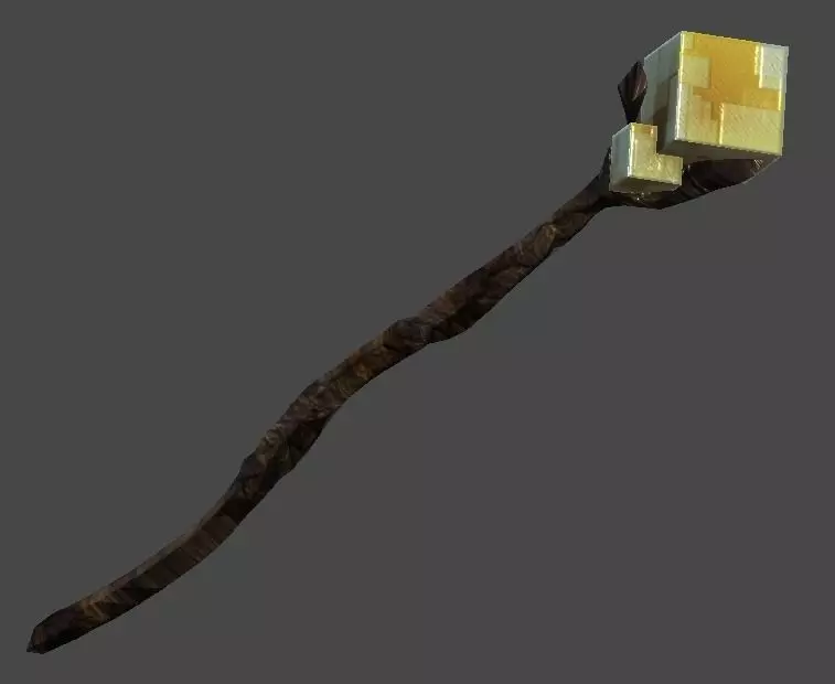 wand1 wooden wand Low-poly 3D model