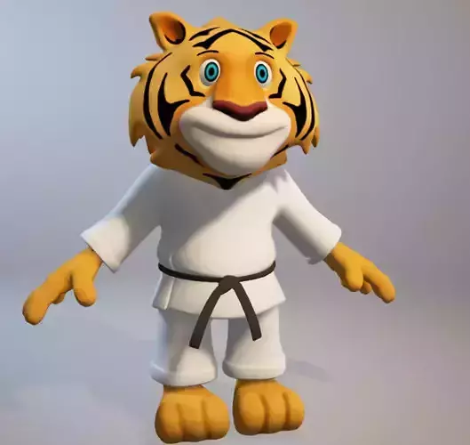Karate cartoon tiger 