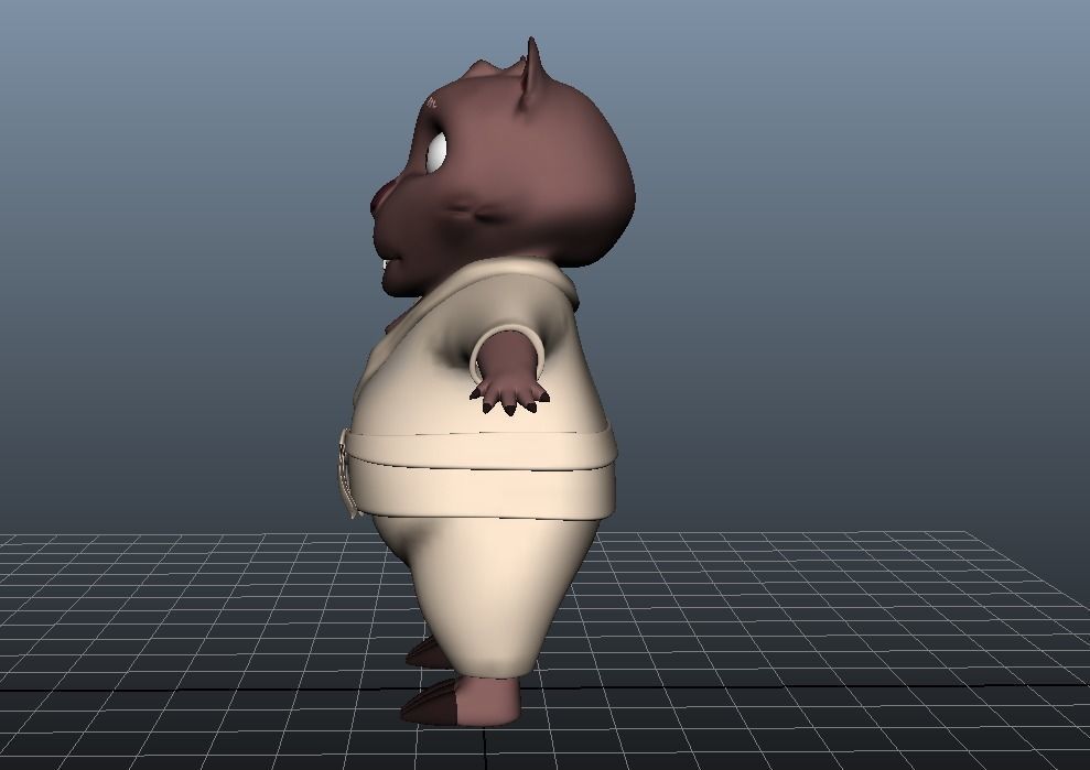 Cartoon karate Wombat Low-poly 3D model_7