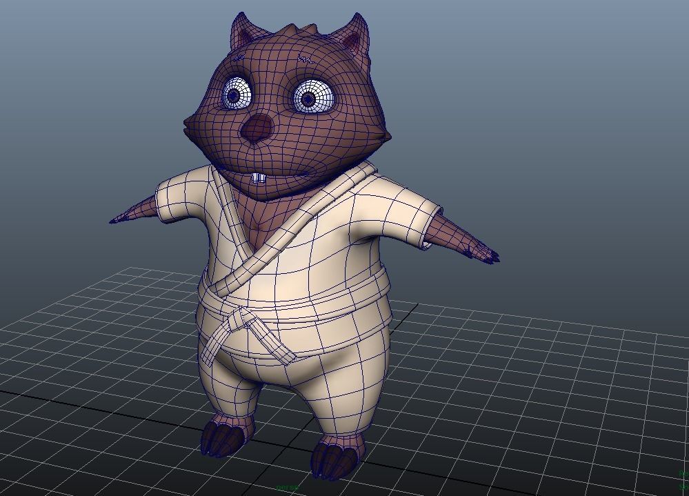 Cartoon karate Wombat Low-poly 3D model_3