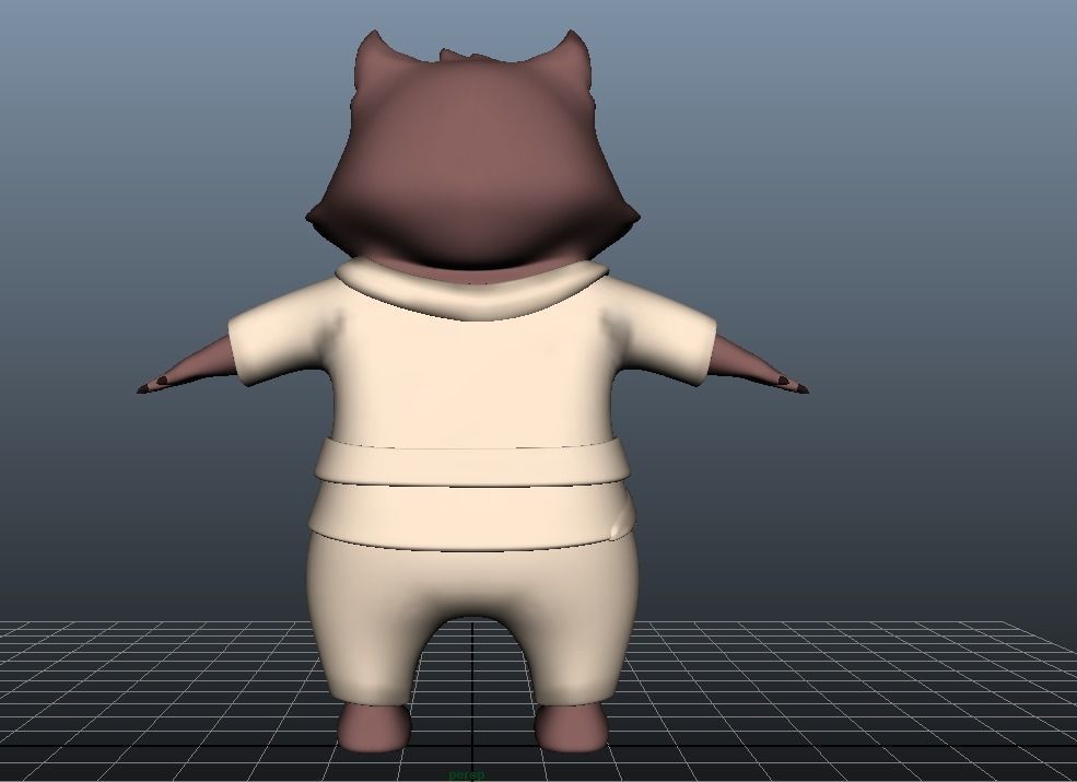 Cartoon karate Wombat Low-poly 3D model_4