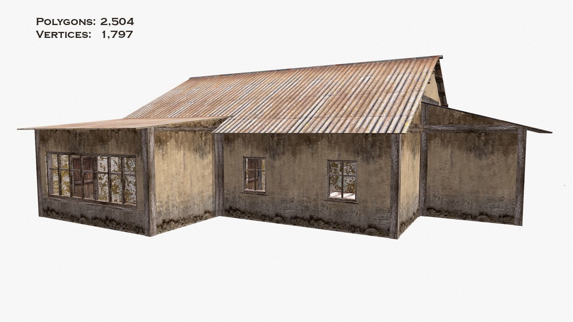 SET of old houses Low-poly 3D model_7