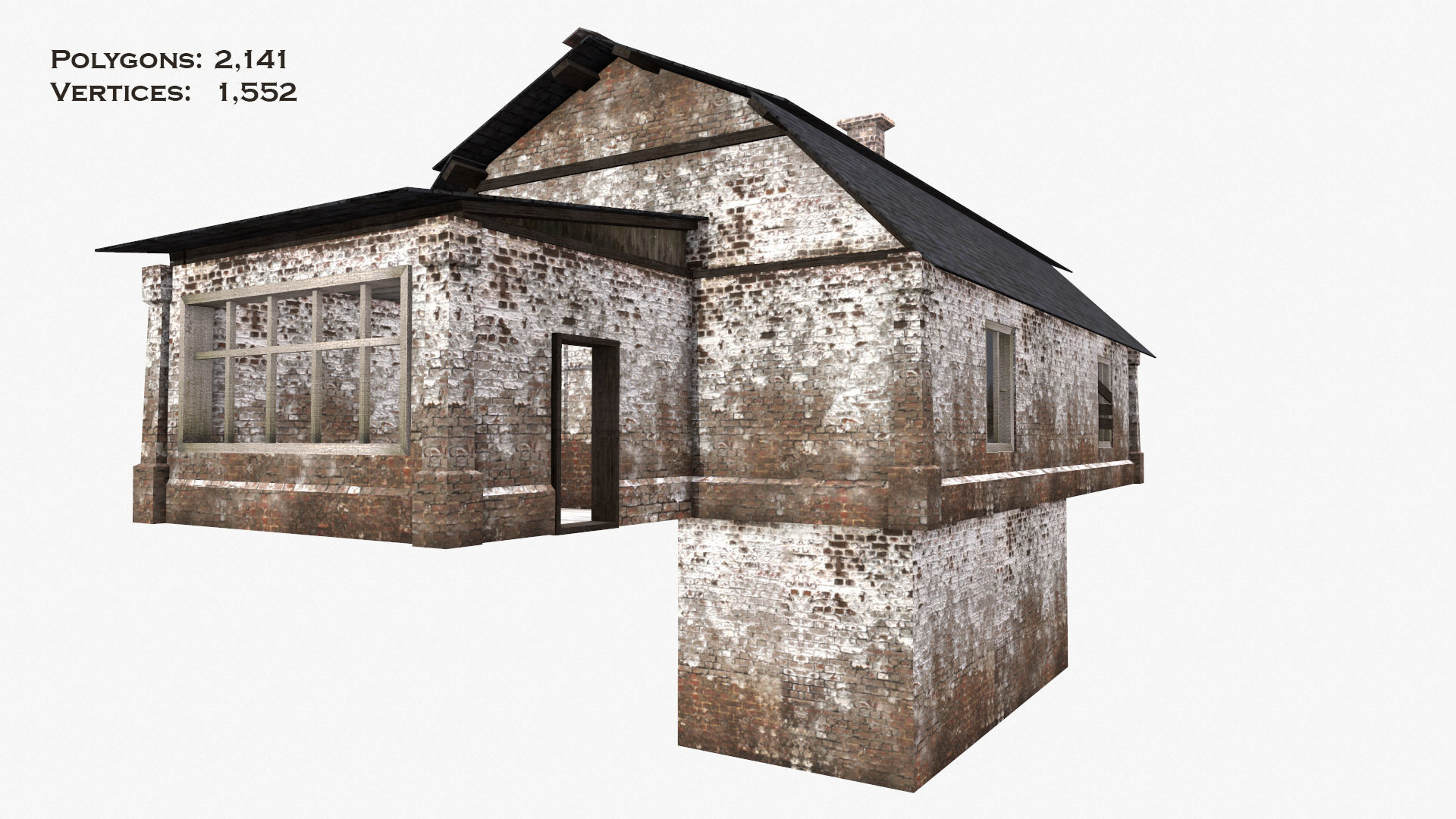 SET of old houses Low-poly 3D model_12