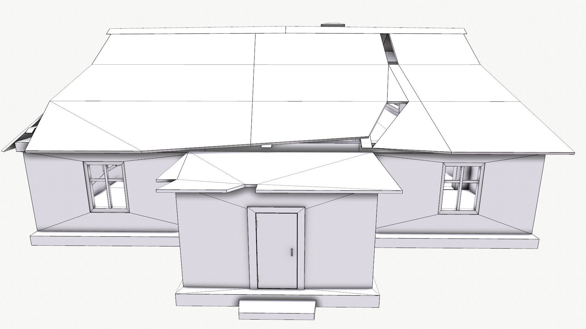 SET of old houses Low-poly 3D model_15