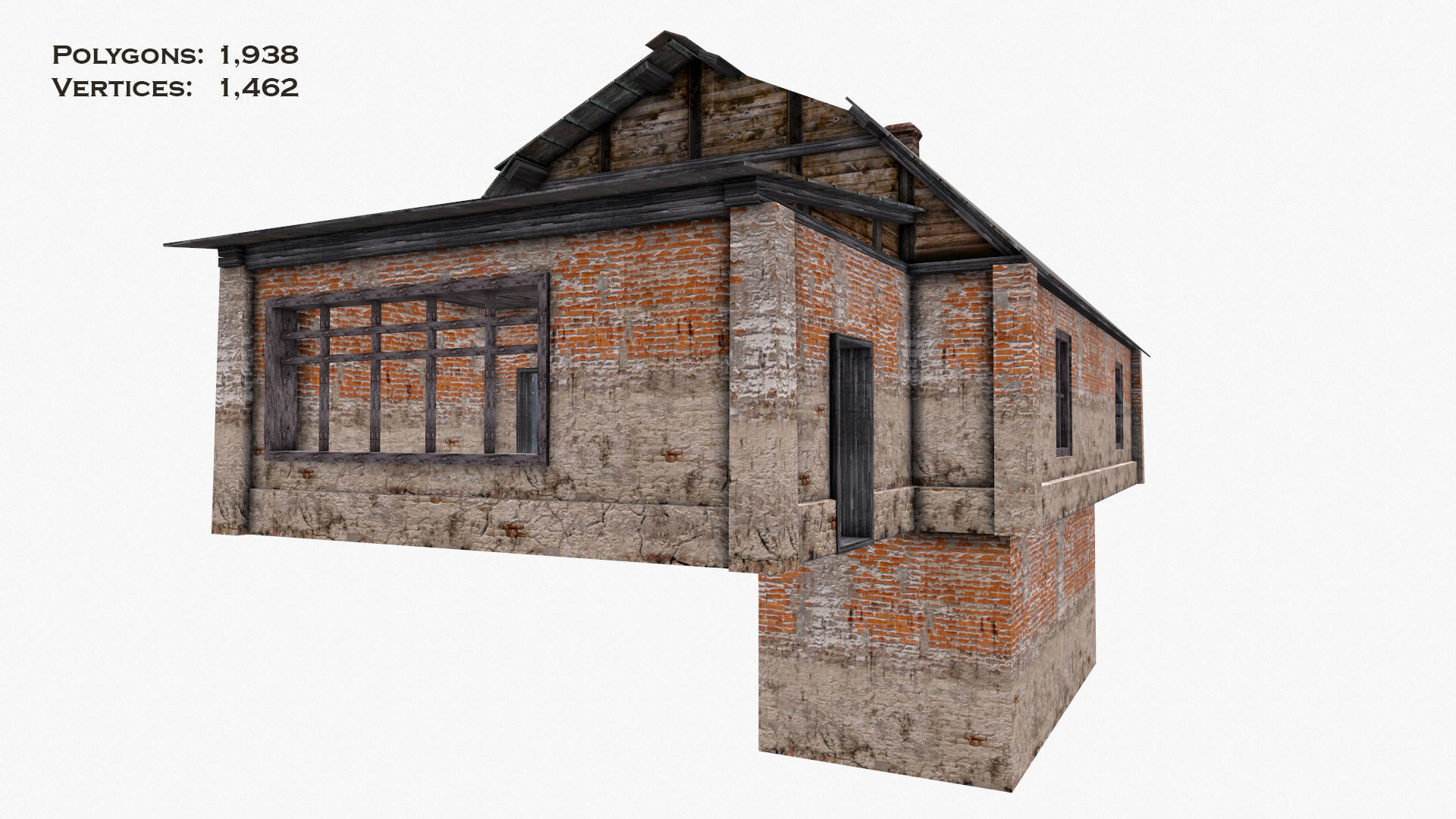 SET of old houses Low-poly 3D model_11