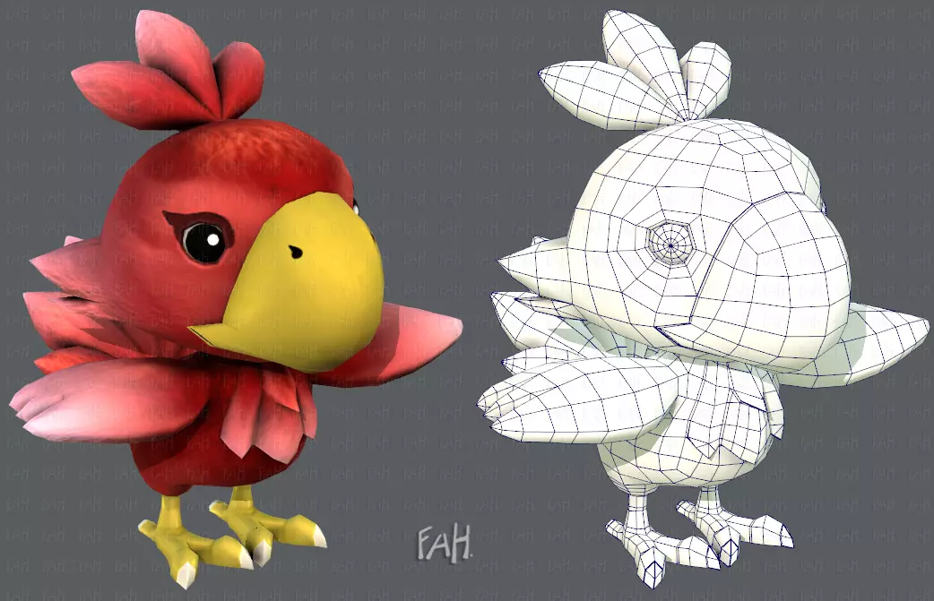 Chocobo Bird Low-poly 3D model_0
