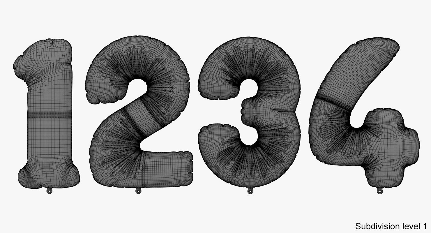 Number balloons 3D model_11