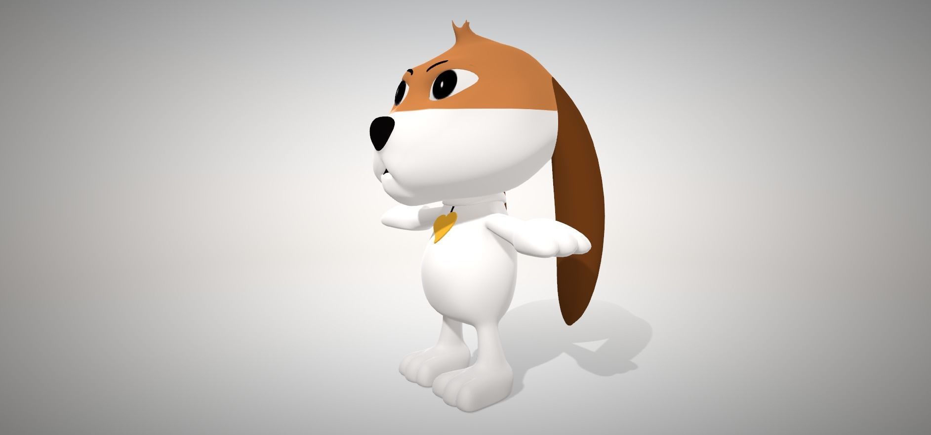 Cartoon dog Low-poly 3D model_3
