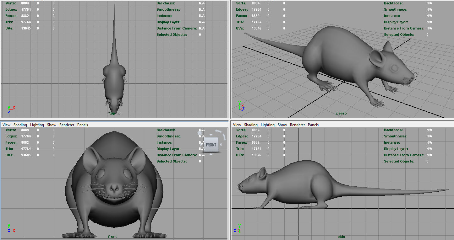 Realistic Rat Low-poly 3D model_9