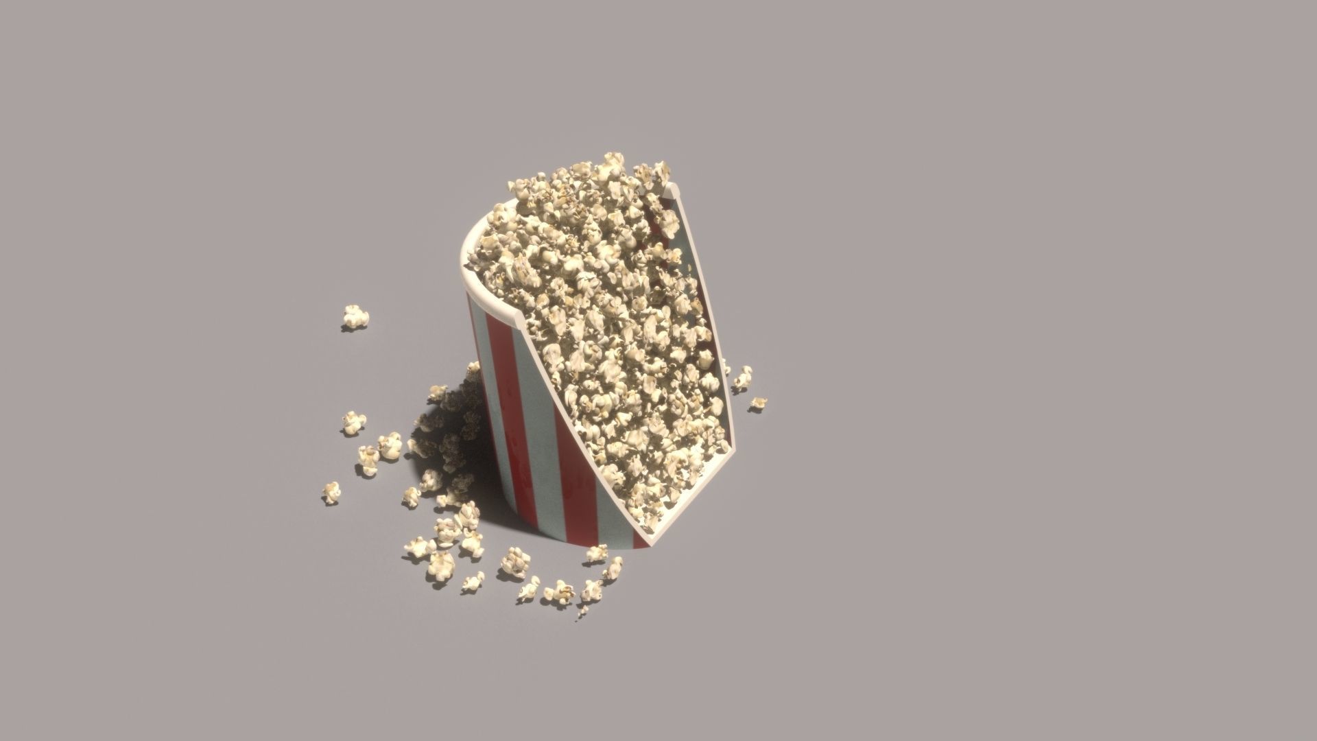 Popcorn time Low-poly 3D model_3