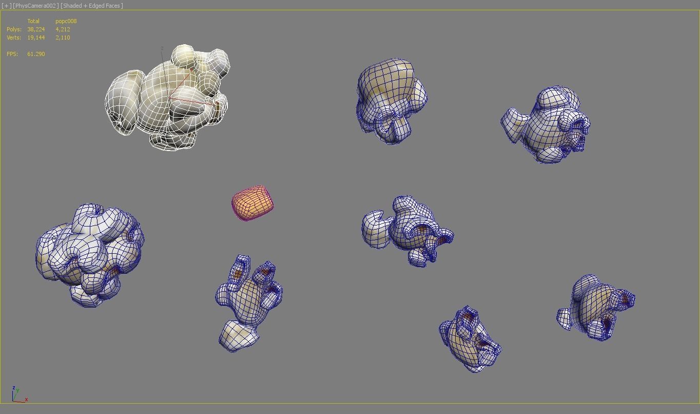 Popcorns popcorn Low-poly 3D model_3