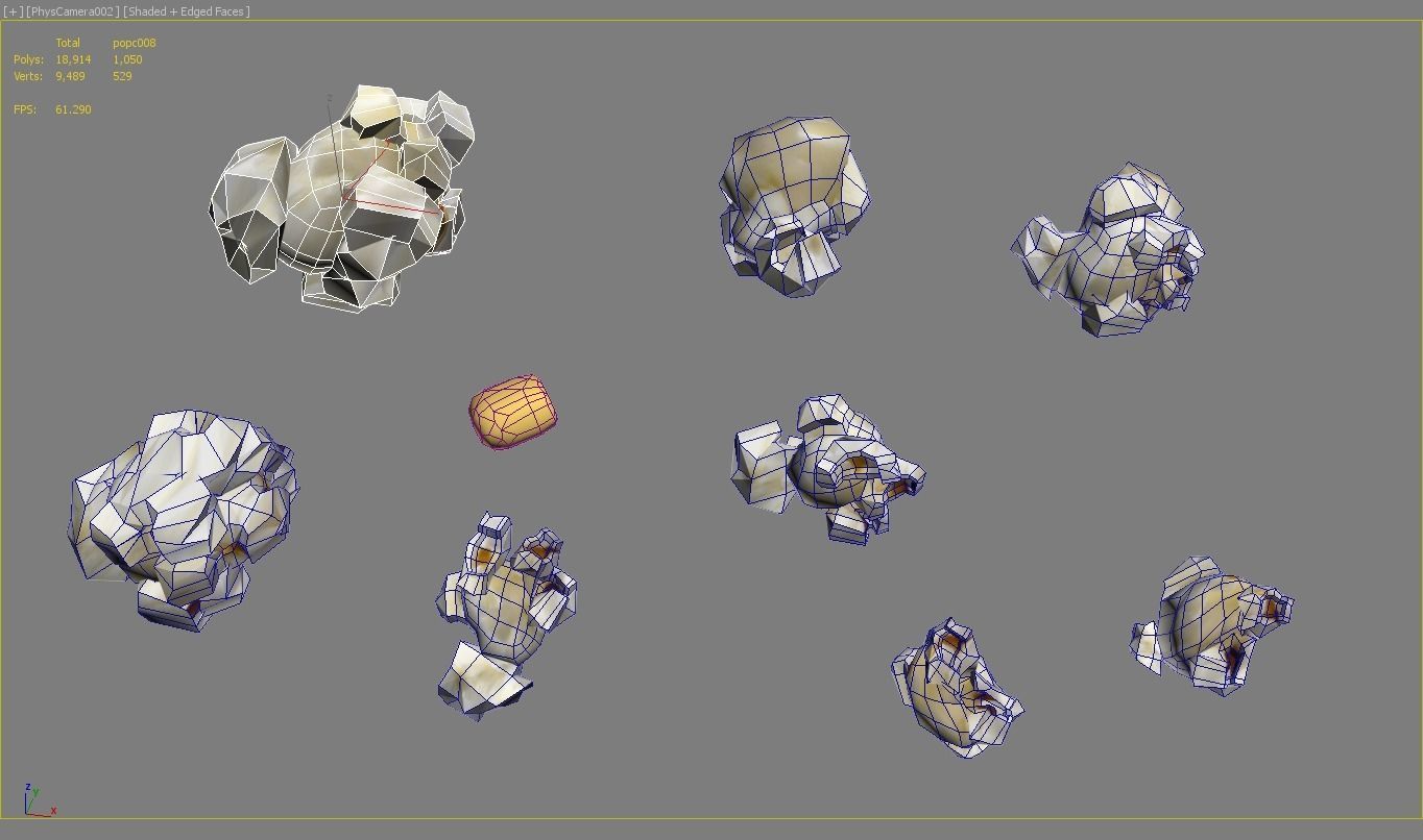 Popcorns popcorn Low-poly 3D model_2