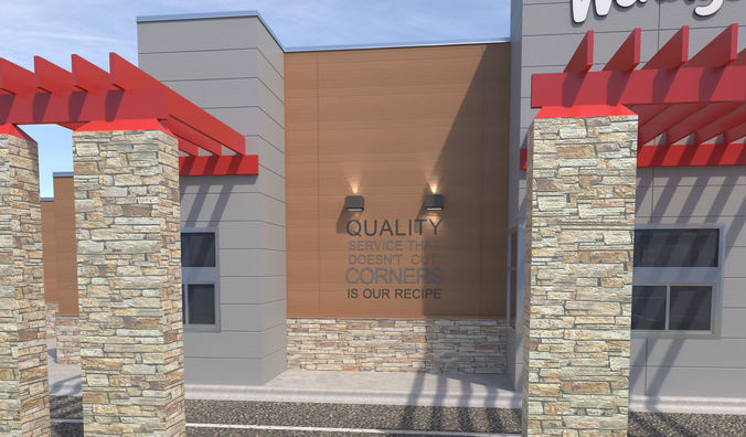 Retail-044 Wendys-002 With Site 3D model 5