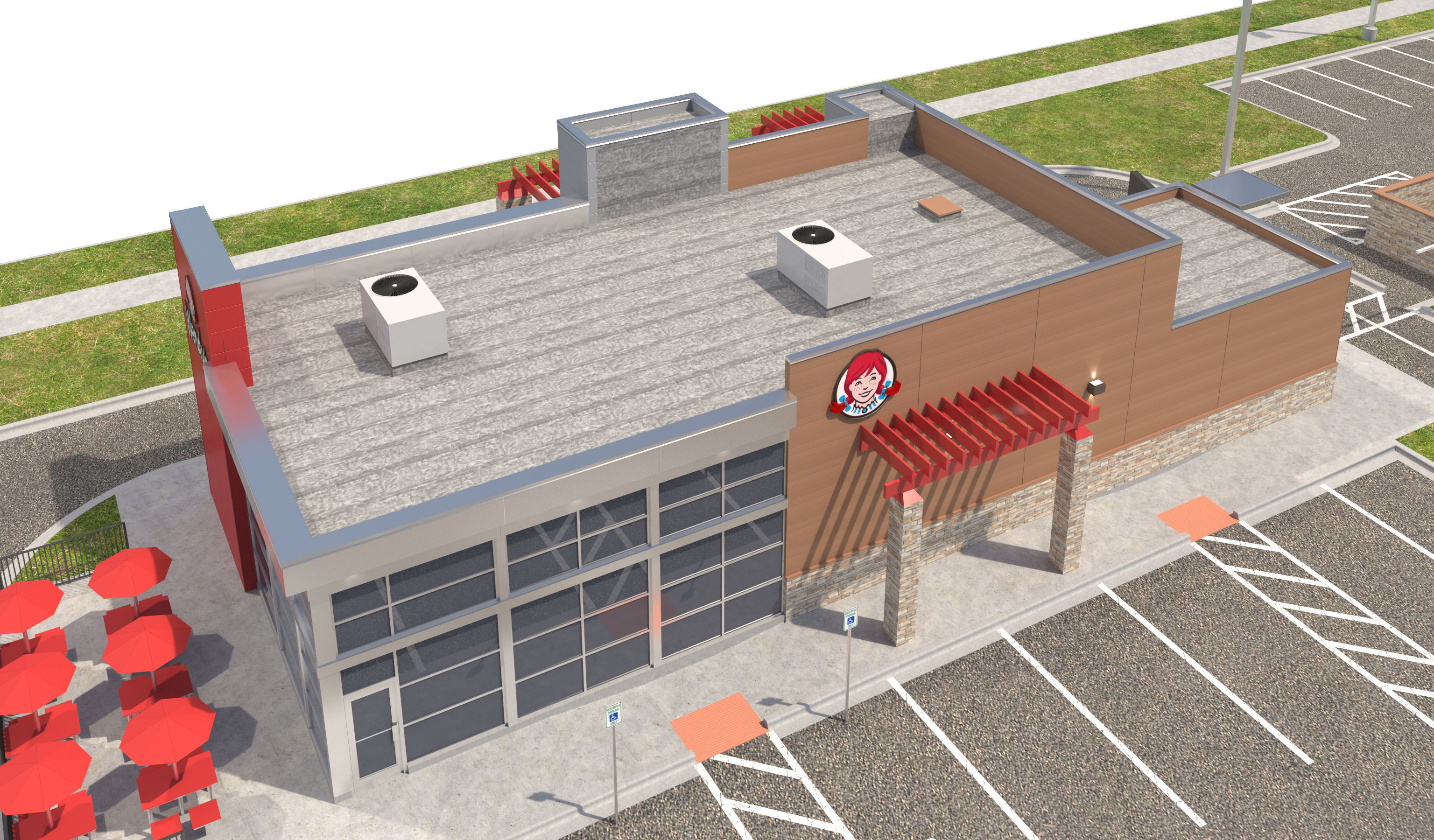 Retail-044 Wendys-002 With Site 3D model_8
