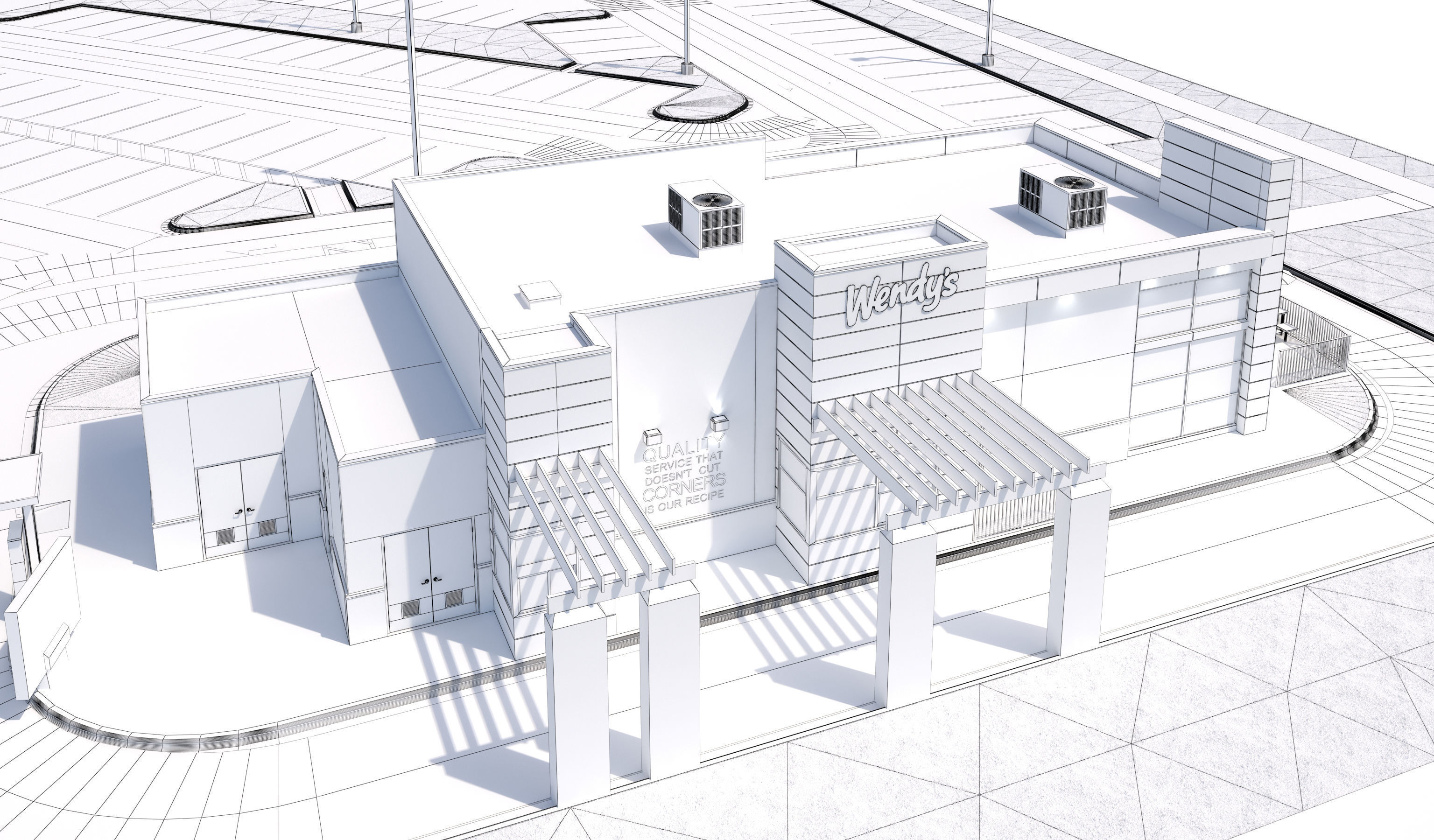 Retail-044 Wendys-002 With Site 3D model_25