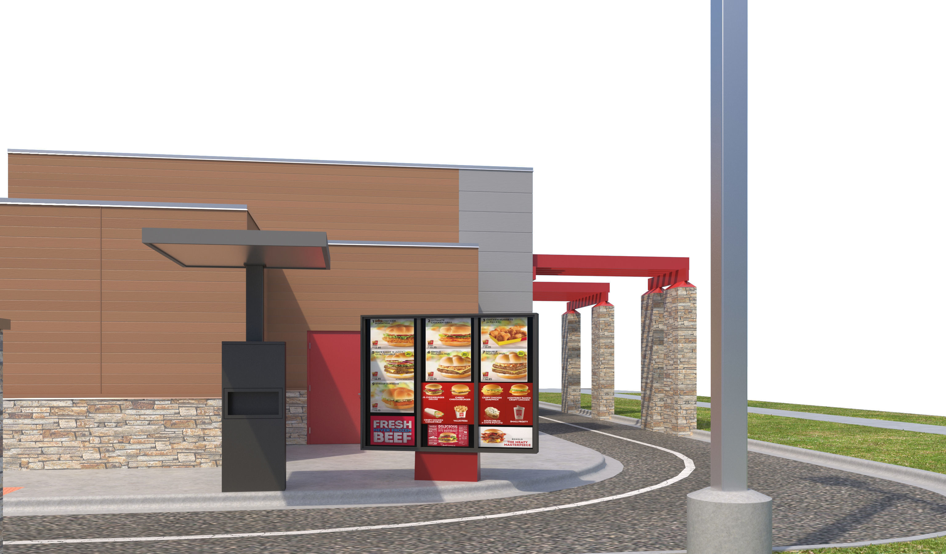 Retail-044 Wendys-002 With Site 3D model_10