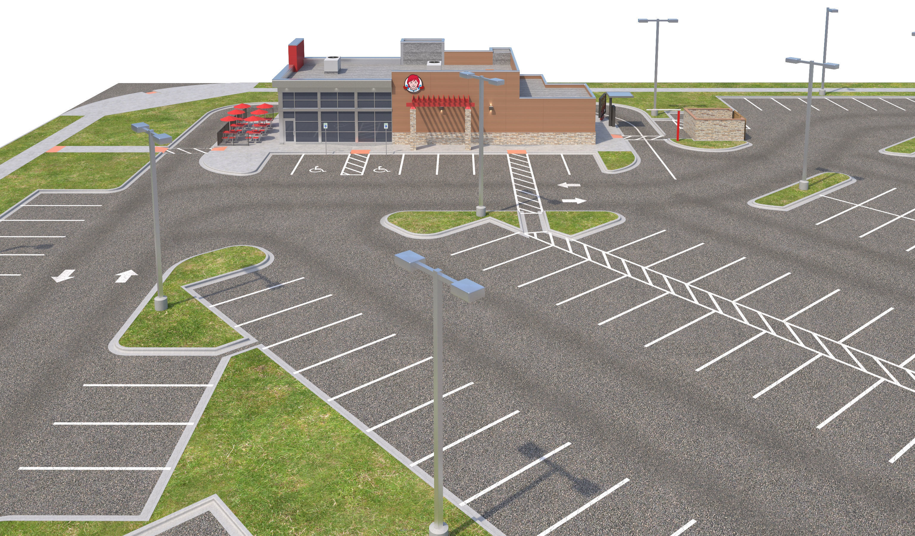 Retail-044 Wendys-002 With Site 3D model_13