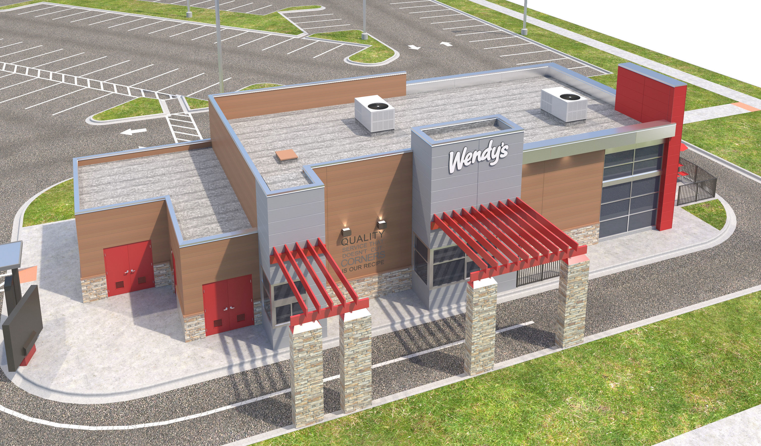 Retail-044 Wendys-002 With Site 3D model_9
