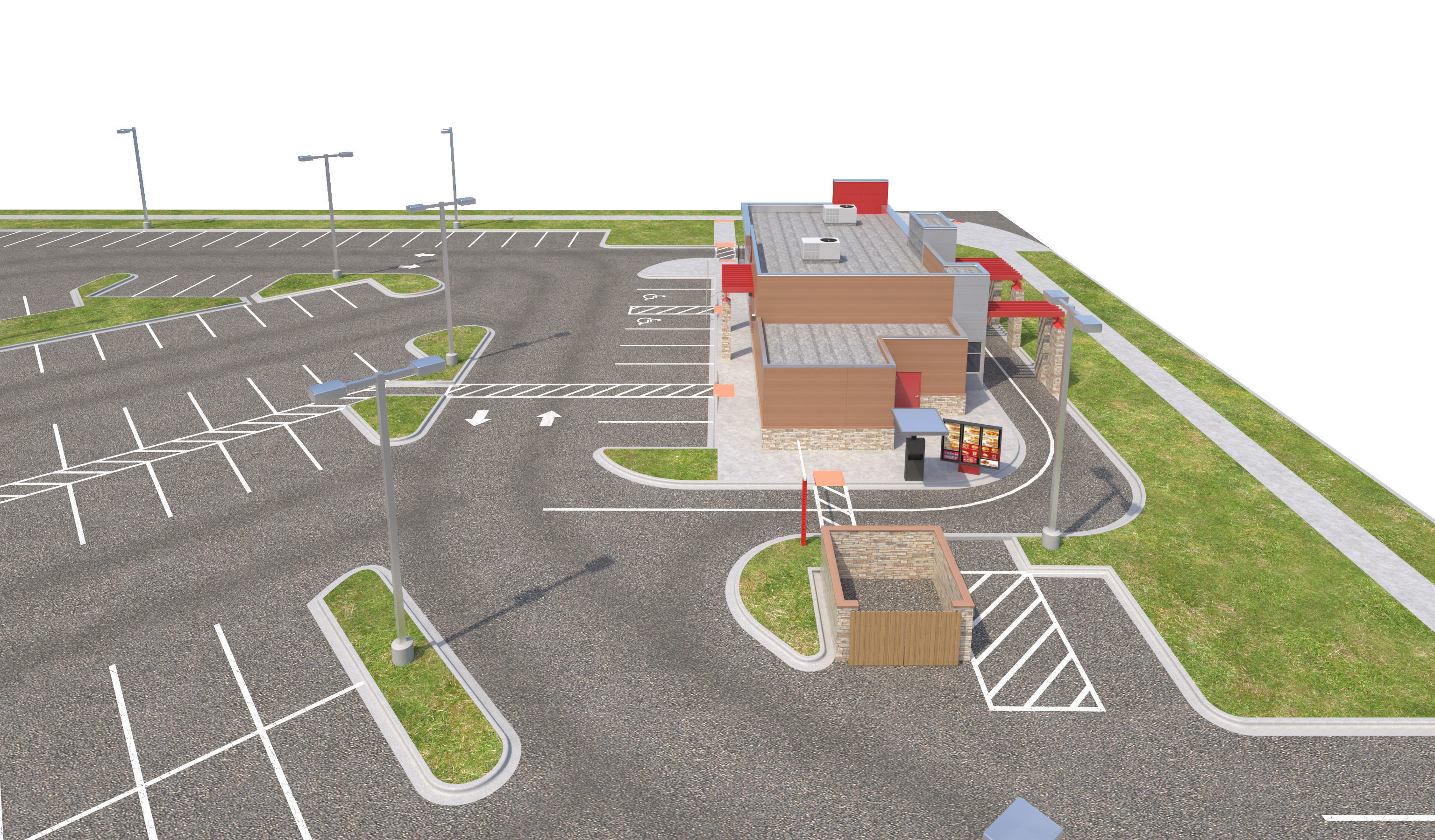 Retail-044 Wendys-002 With Site 3D model_14