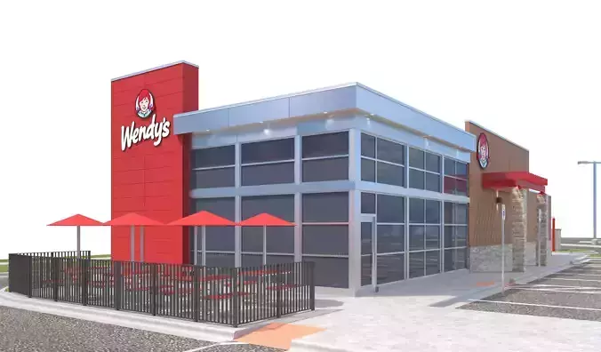 Retail-044 Wendys-002 With Site 3D model