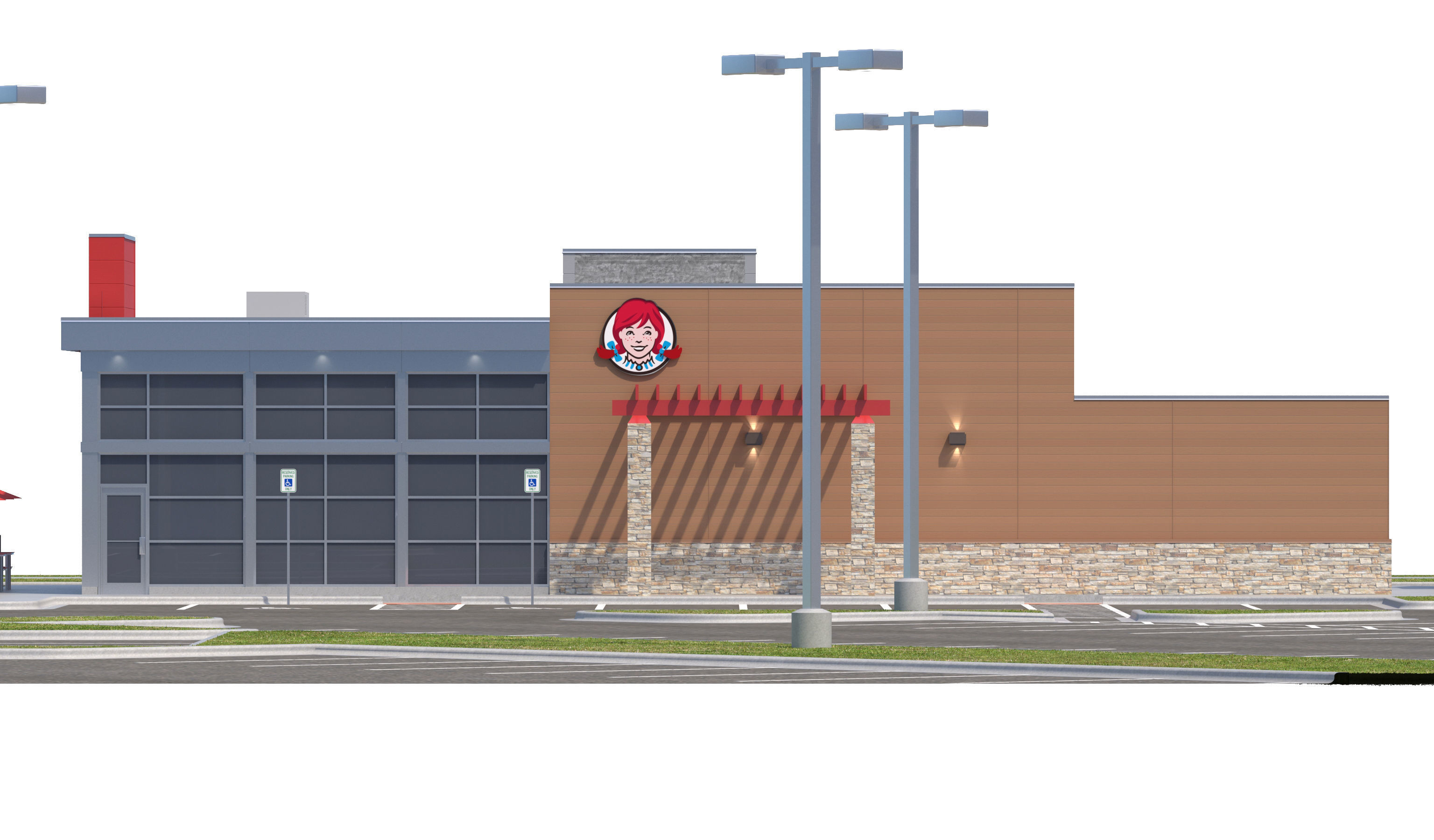 Retail-044 Wendys-002 With Site 3D model_17