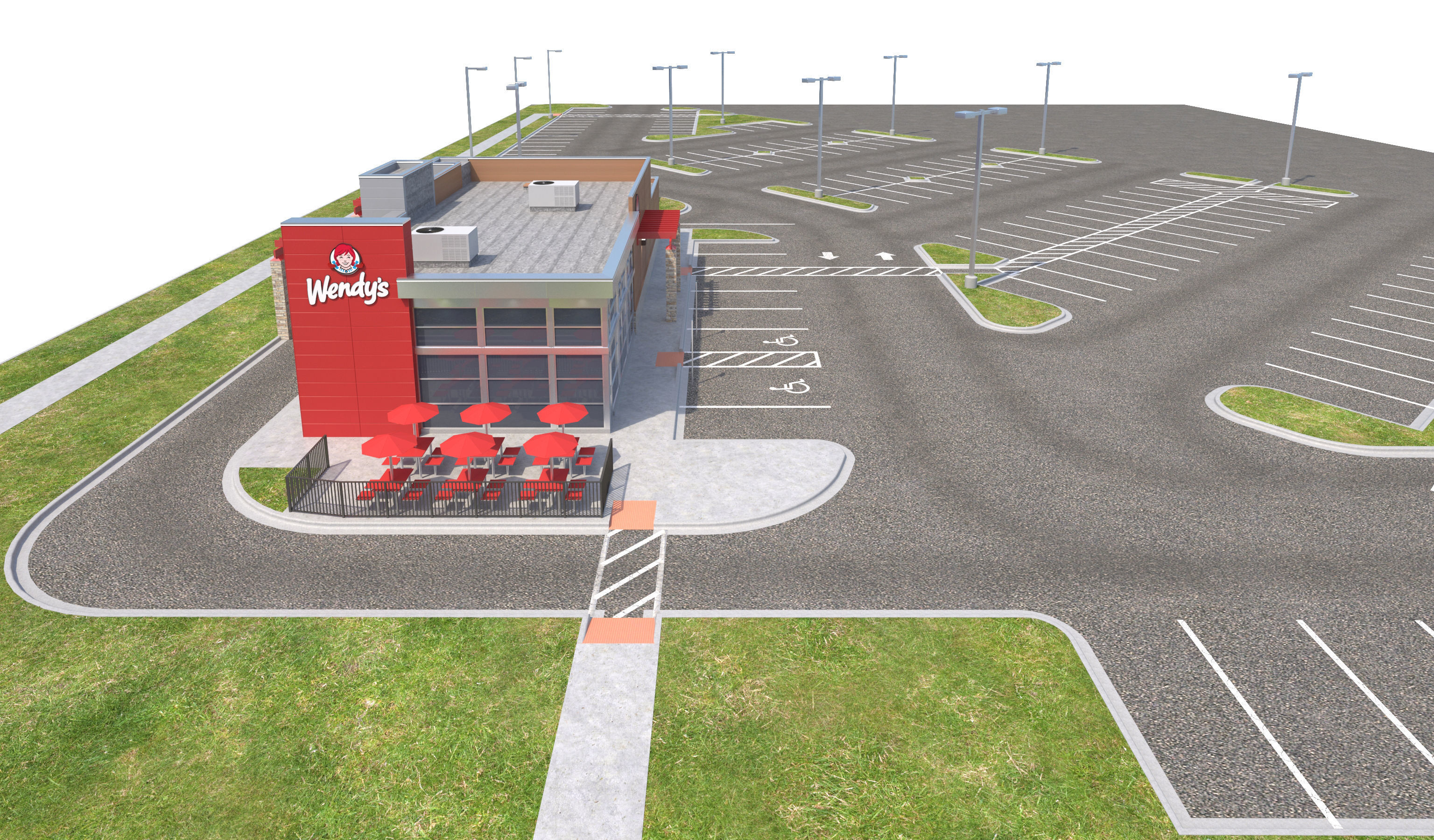 Retail-044 Wendys-002 With Site 3D model_15