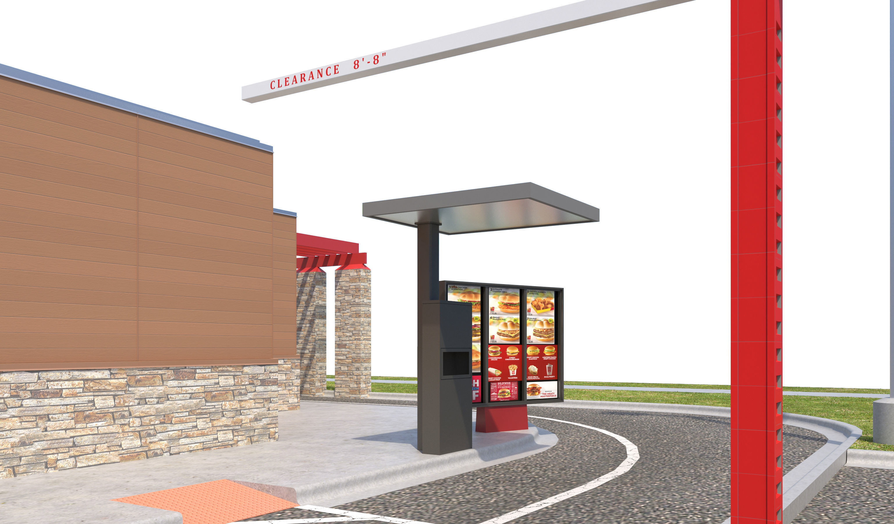 Retail-044 Wendys-002 With Site 3D model_12