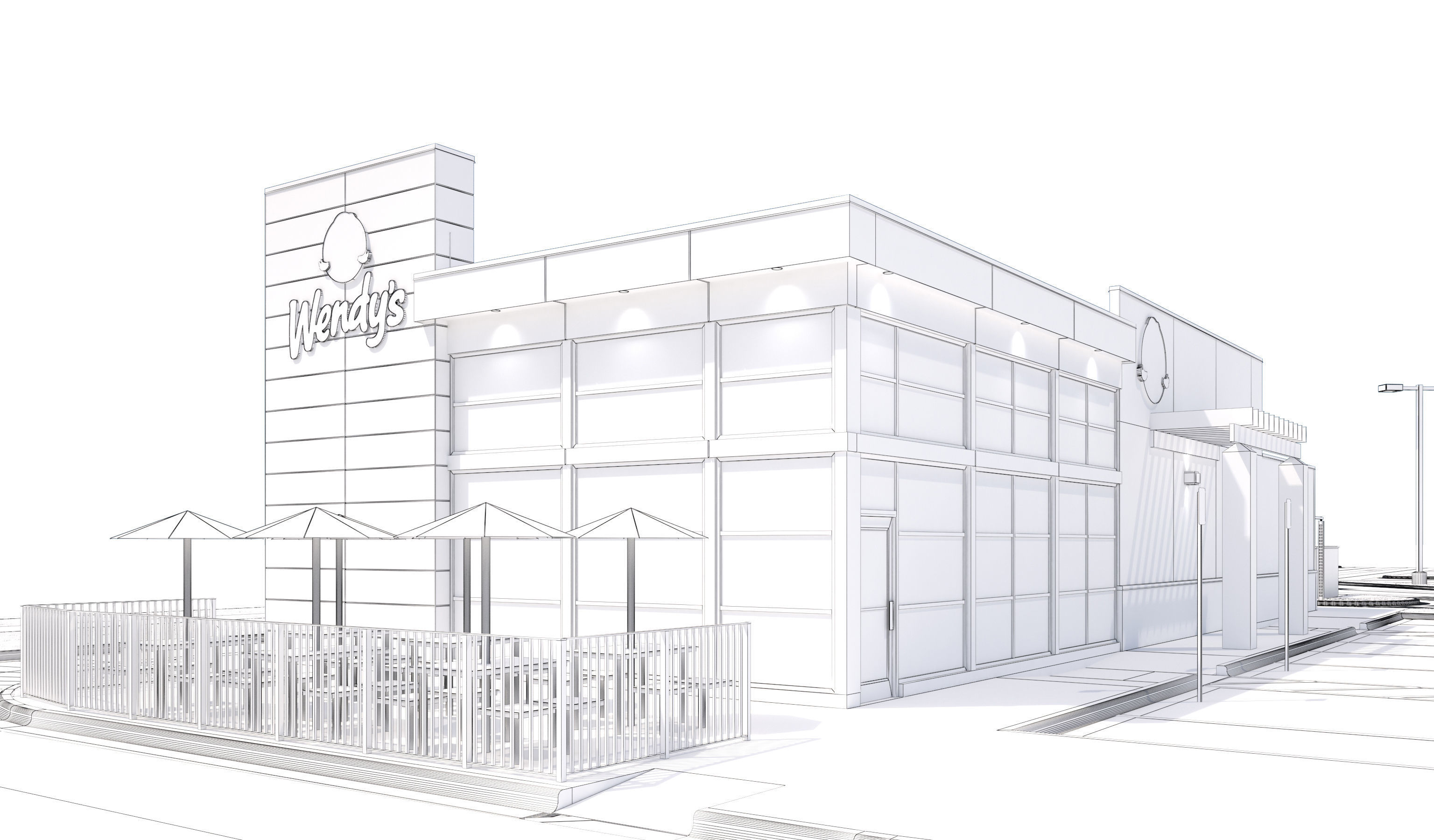 Retail-044 Wendys-002 With Site 3D model_22