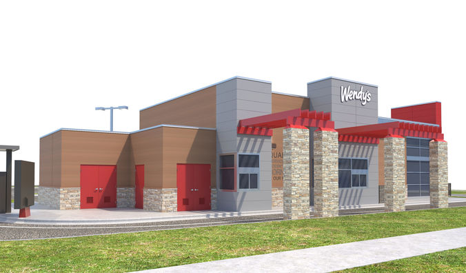 Retail-044 Wendys-002 With Site 3D model 7