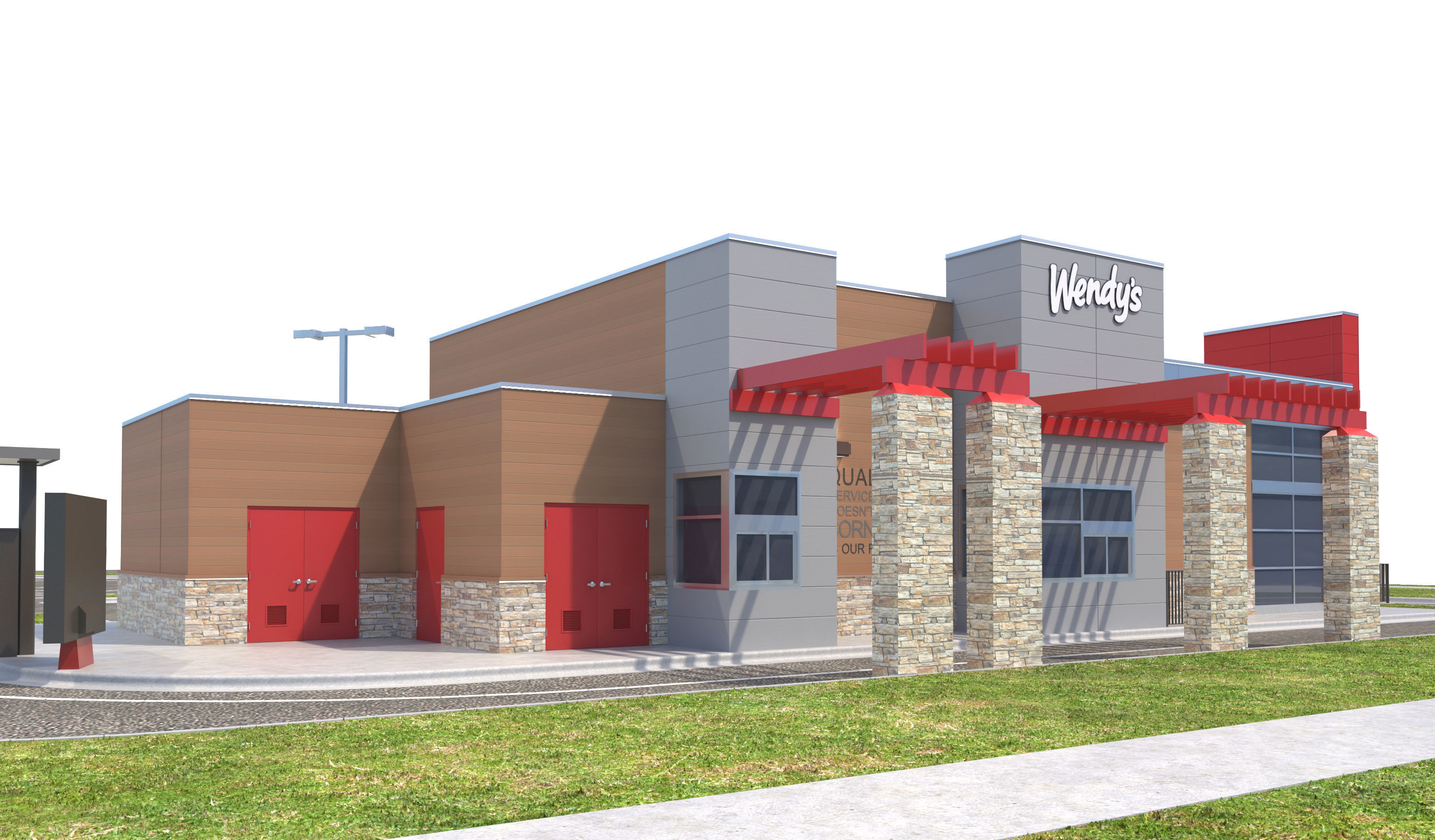 Retail-044 Wendys-002 With Site 3D model_6