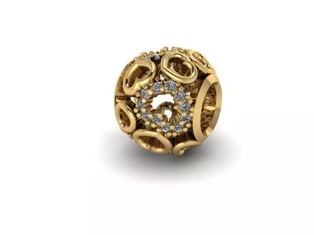 heart with stones charm ball 3D print model
