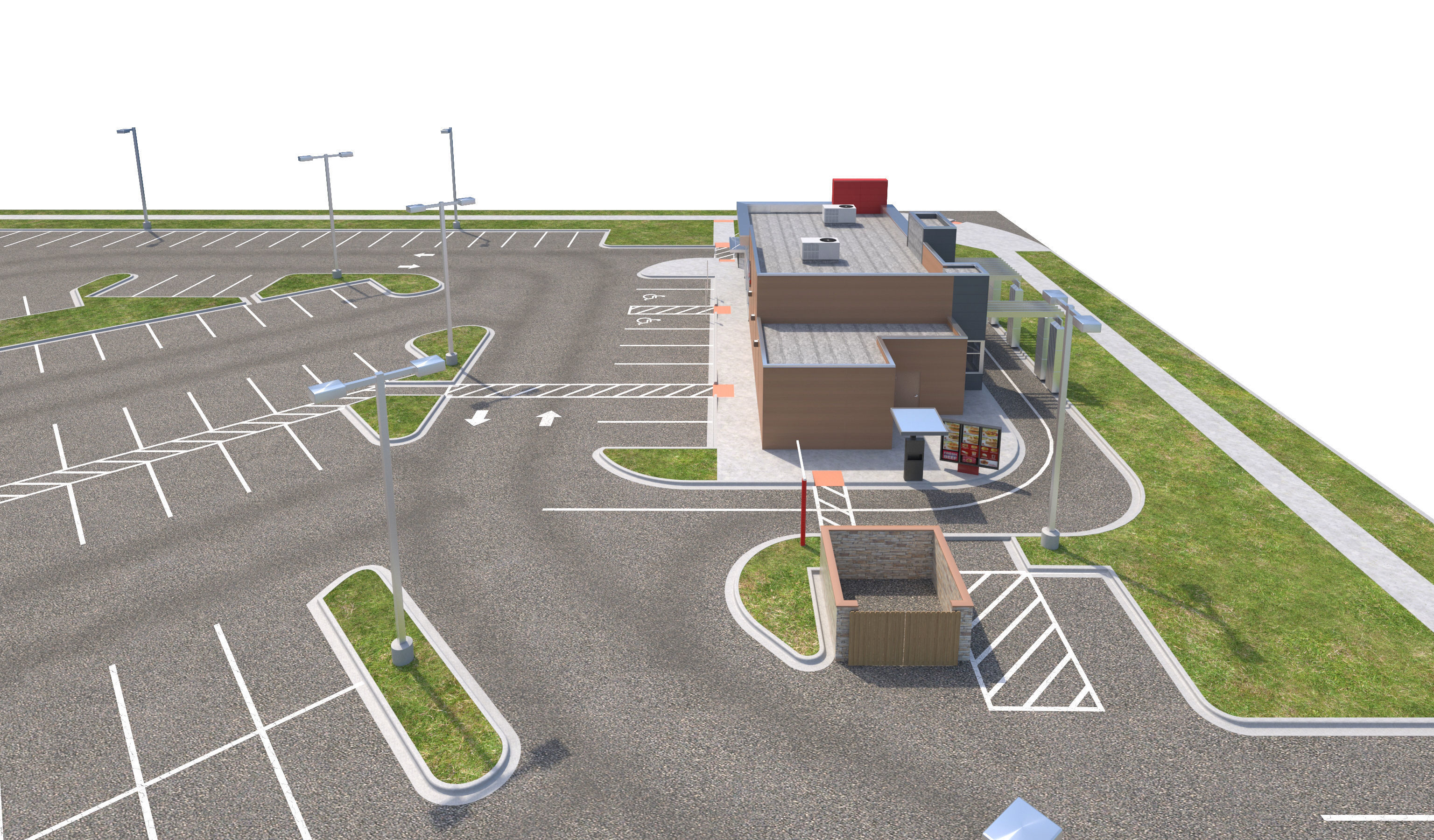 Retail-046 Wendys-003 With Site 3D model_12